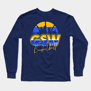 Golden State Basketball Retro 90s Chrome Skyline Long Sleeve T-Shirt